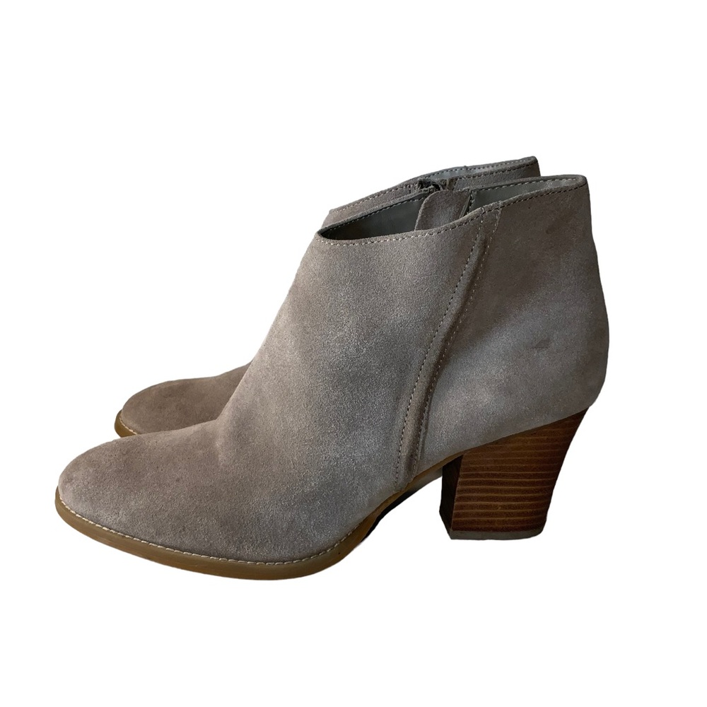 Susina Gray Taupe Suede Heel Booties